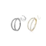 Argola Click Titânio - 2 fileiras semiarcos com  pedra zircônia laterais /TAC015