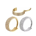 Argola Click Titânio - 3 Fileiras Zircônia na Lateral /TAC019