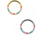 Piercing Argola Click Titânio Zircônia Colorida Frontal /T003