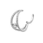 Argola Click Titânio - 2 Semiarco Zircônia com Pedra Zircônia Centro /TAC013