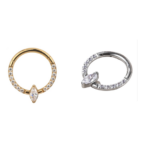 Argola Click Titânio - Pedra Zircônia Ponta Frontal /TAC010