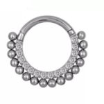 Argola Click Titânio - 1 fileira Zircônia e 1 fileira bolinha /TAC005