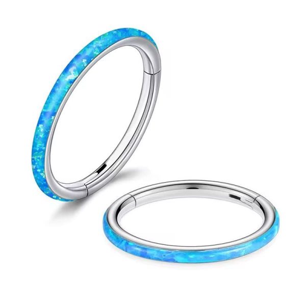 Piercing Argola Click Titânio Opala Azul /T023 - Imagem 1