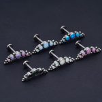 Piercing Labret Titânio - 5 Opalas e 14 Bolinhas / T035