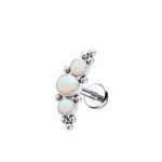 Piercing Labret Titânio - 3 Opalas e 10 Bolinhas /T033
