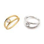 Argola Click Titânio - 2 Semiarco Liso com Zircônia Centro /TAC012