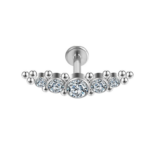 Labret Titânio - semiarco 5 zircônia e 10 bolinhas /TLA030