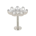 Labret Titânio - 5 folhas e 3 pedras todas zircônia /TLA040