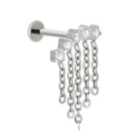 Labret Titânio - helix conch cluster correntada /TLA042