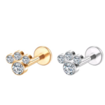 Piercing Labret Titânio 4 Pedras Zircônias /T046