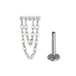 Labret Titânio - 5 pedras zircônia com corrente /TLA068