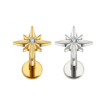 Labret Titânio - estrela zircônia central/TLA092