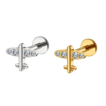 Piercing Labret Titânio Avião Com Zircônia /TA059