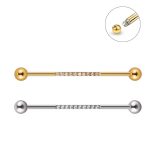 Piercing Transversal Titânio Zircônia Cravejada /T106