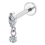 Piercing Labret Titânio Zircônia Oval Pingente Redondo/T087 - Imagem 6