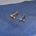 Piercing Labret Titânio Zircônia Oval Pingente Redondo/T087 - Imagem 4