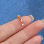 Piercing Labret Titânio Zircônia Oval Pingente Redondo/T087 - Imagem 3