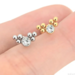 Labret Aço - 1 pedra zircônia 6 bolinhas /ALA141