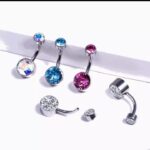 Umbigo Titânio - arco com ponta copo zircônia /TUM119