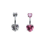 Umbigo Titânio - com ponta  garra coração zircônia /TUM120