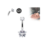 Umbigo Titânio - estrela e taça zircônia /TUM151