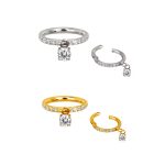 Piercing Argola Click Titânio Zircônia Lateral com Pingente /T162