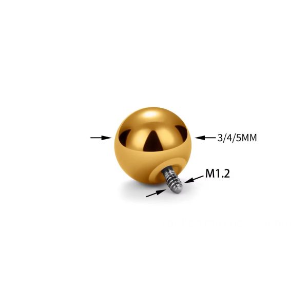 Bolinha Titânio Lisa para Piercings com Haste 1.6mm ROSCA INTERNA/T182 - Imagem 8