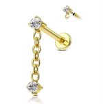 Piercing Labret Titânio Zircônia com Corrente/T174 - Imagem 3