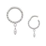 Argola Click Titânio Zircônia Ponta Frontal Pingente /T159