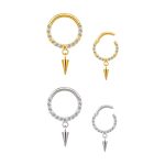 Piercing Argola Click Titânio Zircônia Spike /T160