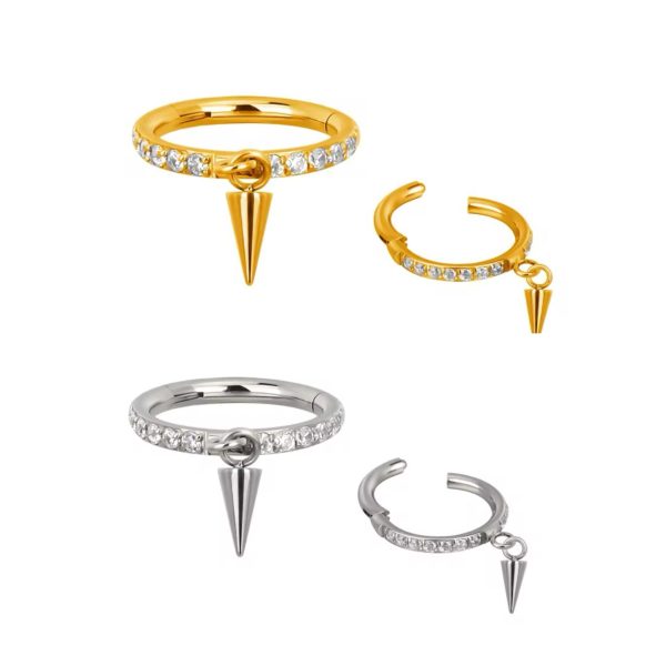 Piercing Argola Click Titânio Zircônia Spike Lateral/T161 - Imagem 1