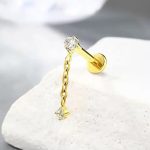 Piercing Labret Titânio Zircônia com Corrente/T174 - Imagem 4