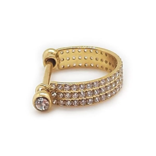 Piercing Meia Argola Titânio 3 Fileiras Zircônia Cravejada/T216 - Imagem 9