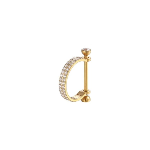 Piercing Meia Argola Aço Cirúrgico 2 Fileiras Zircônia Cravejada/A283 - Imagem 6