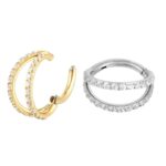 Piercing Argola Aço Cirurgico 2 Fileiras  Com Zircônia/A248