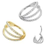 Piercing Argola Aço Cirurgico 3 Fileiras  Com Zircônia/A247