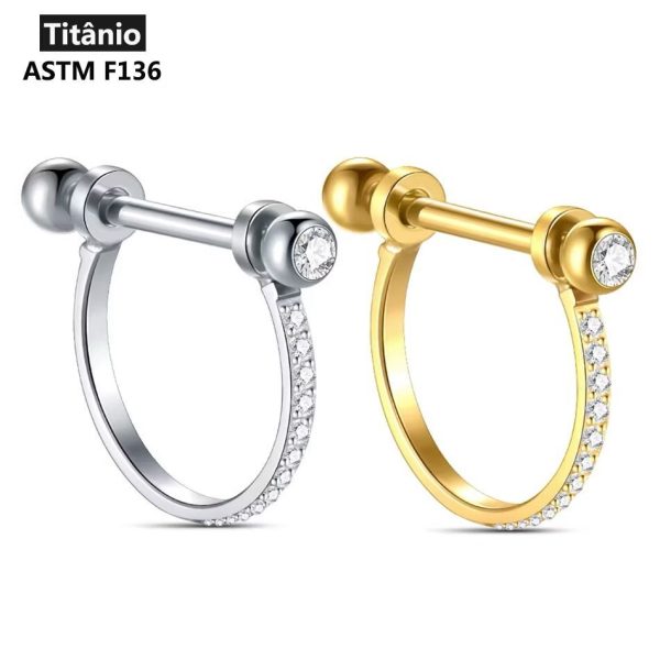 Piercing Meia Argola Titânio Zircônia Cravejada /T214 - Imagem 3