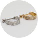 Piercing Meia Argola Titânio 3 Fileiras Zircônia Cravejada/T216 - Imagem 4