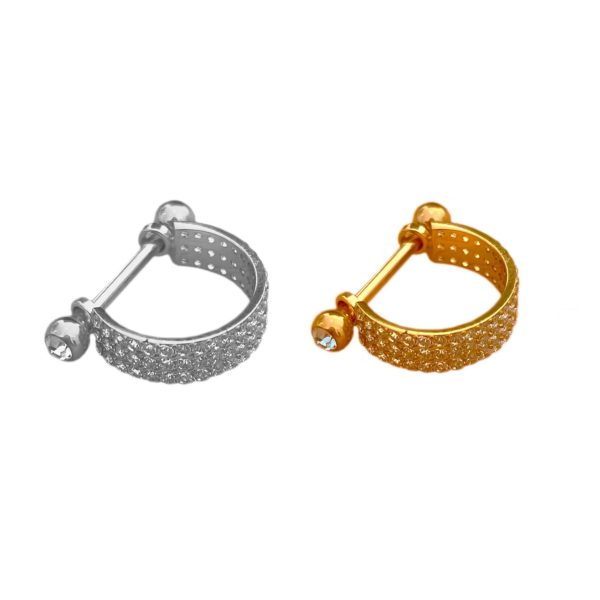 Piercing Meia Argola Aço Cirúrgico 3 Fileiras Zircônia Cravejada/A284 - Imagem 1