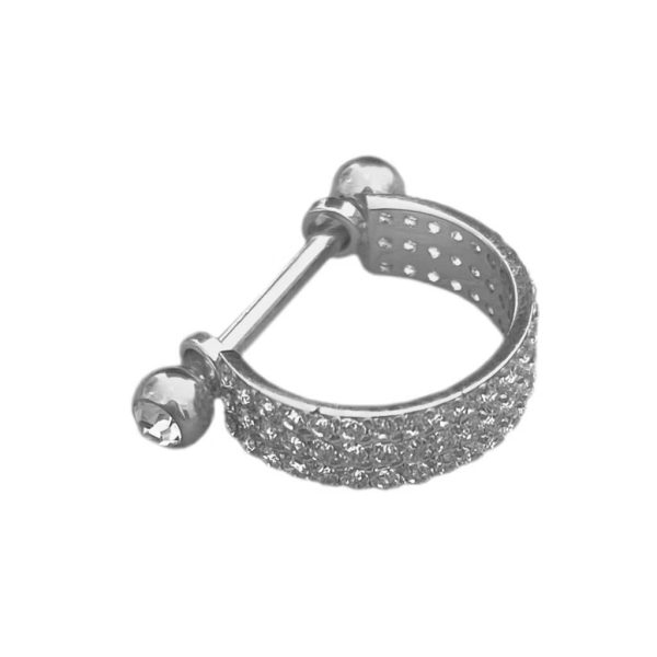 Piercing Meia Argola Aço Cirúrgico 3 Fileiras Zircônia Cravejada/A284 - Imagem 4