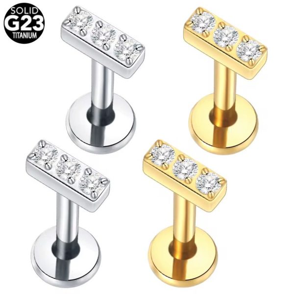 Piercing Aço Cirúrgico Mini Barra com Zircônias Brancas/A712 - Imagem 1