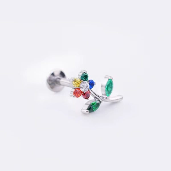 Piercing Labret Titânio Flor com Zircônias Coloridas /T043 - Imagem 3