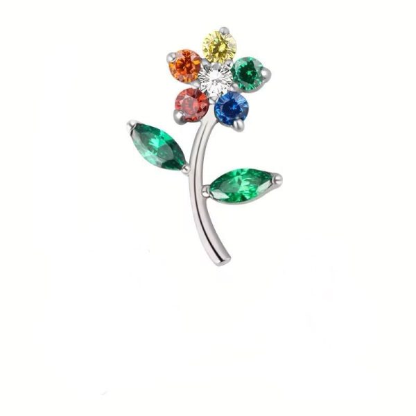 Piercing Labret Titânio Flor com Zircônias Coloridas /T043 - Imagem 2