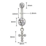 Umbigo Titanio Com Pingente Cruz/TUM306