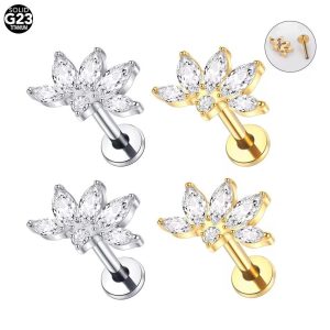 Labret Folhas com Pedras zirconia/TLA312