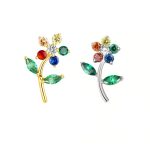 Piercing Labret Titânio Flor com Zircônias Coloridas /T043