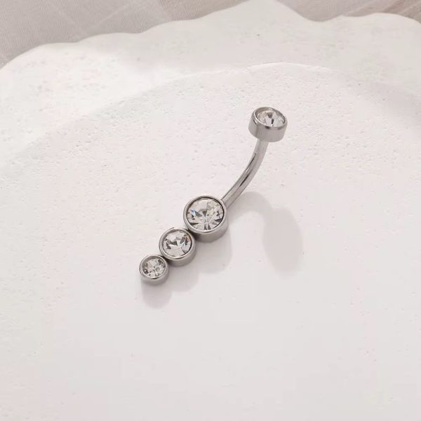 Piercing Umbigo Aço 4 Pedras/A334 - Imagem 2