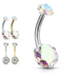 Umbigo Aço-Com Pedra Zircônia /AUM124