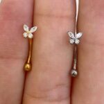 Piercing Minibarbell Curvo Aço  Borboleta Zircônia/AMC330