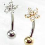 Piercing Minibarbell Curvo Aço  Flor Zircônia/AMC329